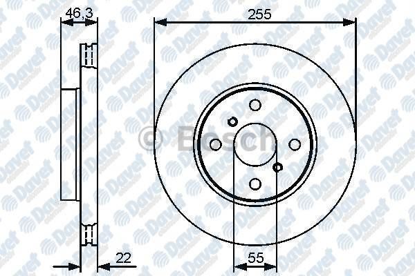 BOSCH 0986479430 Fren Diski On 255mm Toyota Yaris (P9) 1.0 Vvti 1.3 Vvti 05->